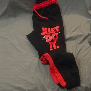 Nike Kids Black and Red Sweatpants
